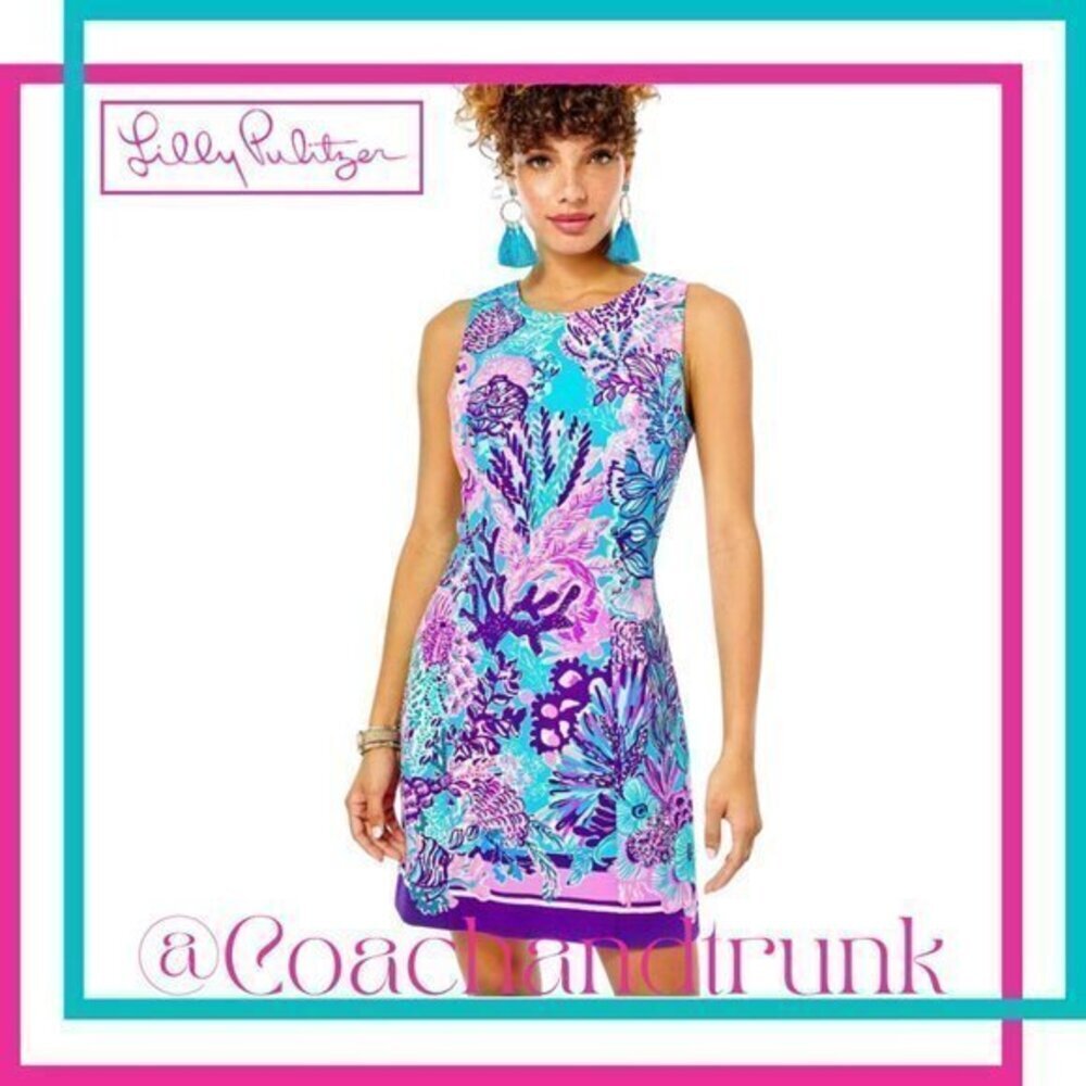 LILLY PULITZER Mila Shift Dress Turquoise Oasis Snuba Dubba Print NWT Size 4